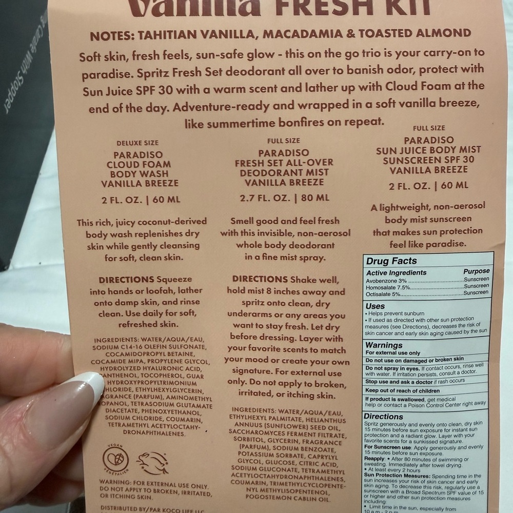 KOPARI Paradiso vanilla fresh kit. 3pc. + bag - Picture 2 of 4